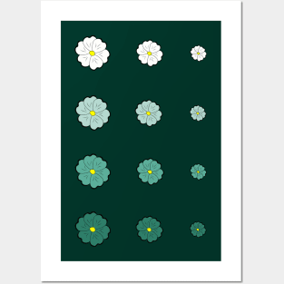 Sea Green Gradient Hand Drawn Flowers :) Posters and Art